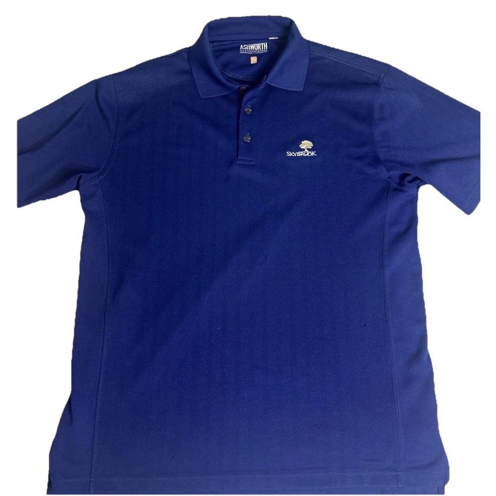 Ashworth Men's 2xl Polo Blue Golf Sports Comfy Casual Club Logo(306)